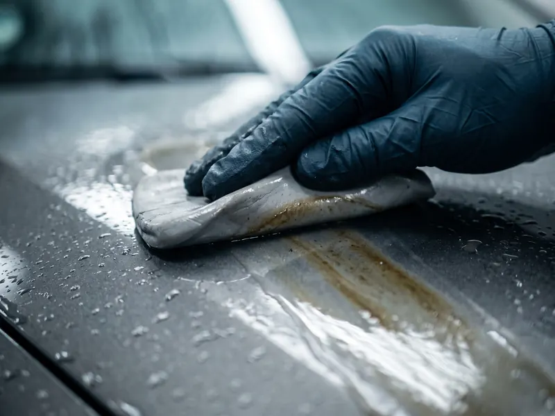 Clay bar or decontamination stage close-up — Tint Express Ceramic Coating